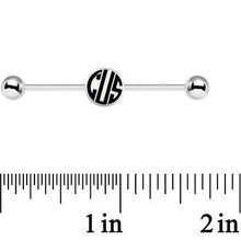 Load image into Gallery viewer, Glow in the Dark Personalized Custom Initial Industrial Barbell 37mm
