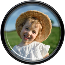 Load image into Gallery viewer, Black Acrylic Custom Photo Saddle Plug - buy 2 for a pair
