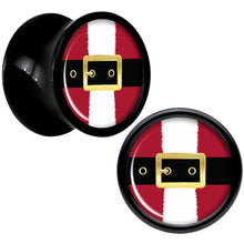 Load image into Gallery viewer, Christmas Santa Suit Black Acrylic Saddle Plug Set Sizes 5mm to 20mm
