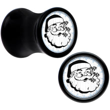 Load image into Gallery viewer, Christmas Retro Santa Ho Ho Ho Black Acrylic Saddle Plug Set Sizes 5mm to 20mm
