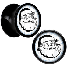 Load image into Gallery viewer, Christmas Retro Santa Ho Ho Ho Black Acrylic Saddle Plug Set Sizes 5mm to 20mm
