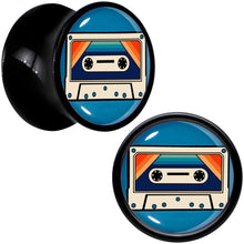 Load image into Gallery viewer, Black Acrylic Retro Cassette Double Flare Plug Set by Onyx O
