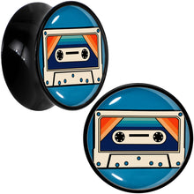 Load image into Gallery viewer, Black Acrylic Retro Cassette Double Flare Plug Set by Onyx O
