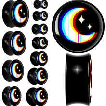Load image into Gallery viewer, 0G Chromatic Moon Black Acrylic Saddle Plug Set by Onyx O
