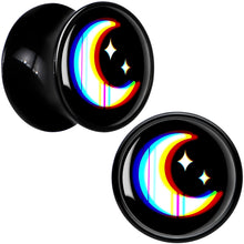 Load image into Gallery viewer, 0G Chromatic Moon Black Acrylic Saddle Plug Set by Onyx O
