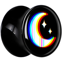 Load image into Gallery viewer, 0G Chromatic Moon Black Acrylic Saddle Plug Set by Onyx O
