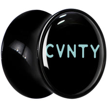 Load image into Gallery viewer, 0G Phrase Logo CVNTY Black Acrylic Saddle Plug Set by Onyx O
