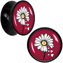 Load image into Gallery viewer, Love Me Not Flower Black Acrylic Saddle Plug Set by Onyx O
