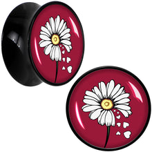 Load image into Gallery viewer, Love Me Not Flower Black Acrylic Saddle Plug Set by Onyx O
