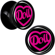 Load image into Gallery viewer, Hollow Heart Doll Word Black Acrylic Saddle Plug Set by Onyx O
