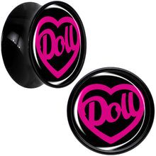 Load image into Gallery viewer, Hollow Heart Doll Word Black Acrylic Saddle Plug Set by Onyx O
