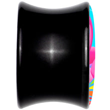 Load image into Gallery viewer, Black Acrylic Rainbow Sea Floating Flamingo Double Flare Plug Set by Onyx O
