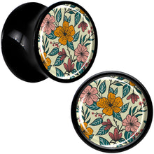 Load image into Gallery viewer, Blossom Creation Wildflower Flowers Black Acrylic Saddle Plug Set by Onyx O
