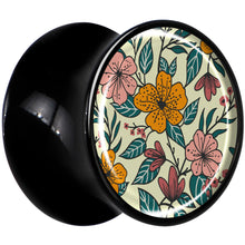 Load image into Gallery viewer, Blossom Creation Wildflower Flowers Black Acrylic Saddle Plug Set by Onyx O
