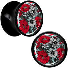 Load image into Gallery viewer, Blossom Creation Vibrant Bloom of Flowers Black Acrylic Saddle Plug Set by Onyx O
