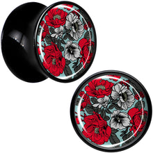 Load image into Gallery viewer, Blossom Creation Vibrant Bloom of Flowers Black Acrylic Saddle Plug Set by Onyx O
