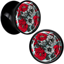 Load image into Gallery viewer, Blossom Creation Vibrant Bloom of Flowers Black Acrylic Saddle Plug Set by Onyx O
