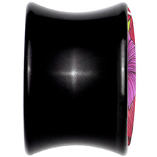 Load image into Gallery viewer, Blossom Creation Tropical Floral Flowers Black Acrylic Saddle Plug Set by Onyx O
