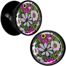 Load image into Gallery viewer, Blossom Creation Paradise of Pink Flowers Black Acrylic Saddle Plug Set by Onyx O
