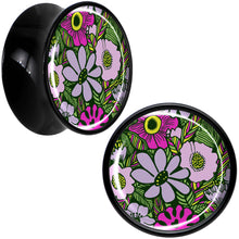 Load image into Gallery viewer, Blossom Creation Paradise of Pink Flowers Black Acrylic Saddle Plug Set by Onyx O
