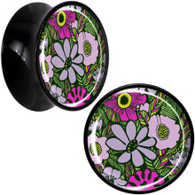 Load image into Gallery viewer, Blossom Creation Paradise of Pink Flowers Black Acrylic Saddle Plug Set by Onyx O
