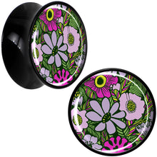 Load image into Gallery viewer, Blossom Creation Paradise of Pink Flowers Black Acrylic Saddle Plug Set by Onyx O
