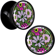 Load image into Gallery viewer, Blossom Creation Paradise of Pink Flowers Black Acrylic Saddle Plug Set by Onyx O
