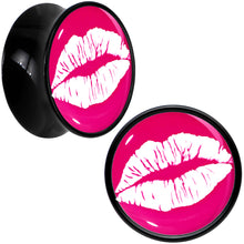 Load image into Gallery viewer, Black Acrylic Red Hot Lips Double Flare Plug Set by Onyx O
