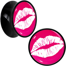Load image into Gallery viewer, Black Acrylic Red Hot Lips Double Flare Plug Set by Onyx O
