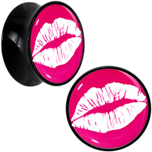 Load image into Gallery viewer, Black Acrylic Red Hot Lips Double Flare Plug Set by Onyx O
