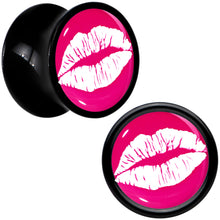 Load image into Gallery viewer, Black Acrylic Red Hot Lips Double Flare Plug Set by Onyx O
