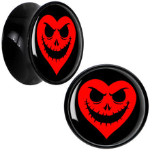 Load image into Gallery viewer, Valentine Jack O Heart Black Acrylic Saddle Plug Set by Onyx O
