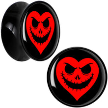 Load image into Gallery viewer, Valentine Jack O Heart Black Acrylic Saddle Plug Set by Onyx O
