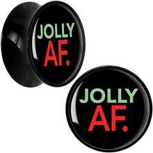 Load image into Gallery viewer, Jolly AF Festive Holiday Christmas Acrylic Saddle Plug Set by Onyx O
