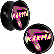 Load image into Gallery viewer, Karmic Boomerang Black Acrylic Saddle Plug Set by Onyx O
