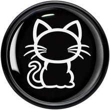 Load image into Gallery viewer, Black and White Kitty Cat Black Acrylic Saddle Plug Set 8mm to 20mm by Onyx O
