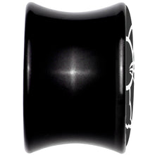 Load image into Gallery viewer, Black and White Kitty Cat Black Acrylic Saddle Plug Set 8mm to 20mm by Onyx O
