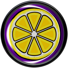 Load image into Gallery viewer, Yellow Slice of Lemon Black Acrylic Saddle Plug Set by Onyx O

