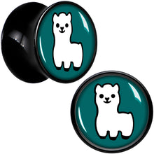 Load image into Gallery viewer, White Llama Black Acrylic Saddle Plug Set 8mm to 20mm by Onyx O
