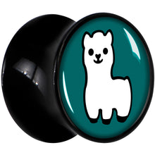 Load image into Gallery viewer, White Llama Black Acrylic Saddle Plug Set 8mm to 20mm by Onyx O
