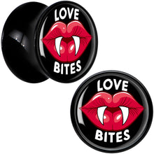 Load image into Gallery viewer, Valentine Love Bites Black Acrylic Saddle Plug Set by Onyx O
