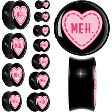 Load image into Gallery viewer, MEH Heart Black Acrylic Saddle Plug Set by Onyx O

