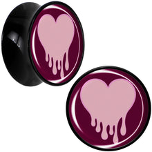 Load image into Gallery viewer, Pinkish Melting Heart Black Acrylic Saddle Plug Set by Onyx O
