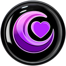 Load image into Gallery viewer, 0G Crescent Moon Heart Black Acrylic Saddle Plug Set by Onyx O
