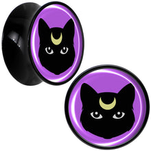 Load image into Gallery viewer, Black Mystic Kitty Cat Black Acrylic Saddle Plug Set by Onyx O
