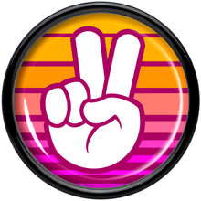 Load image into Gallery viewer, Black Acrylic Retro Peace Fingers Double Flare Plug Set by Onyx O
