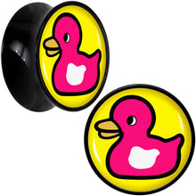 Load image into Gallery viewer, Black Acrylic Pink Ducky Double Flare Plug Set by Onyx O

