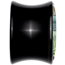 Load image into Gallery viewer, 0G Reverse Alien UFO Abduction Black Acrylic Saddle Plug Set by Onyx O
