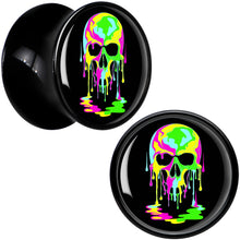 Load image into Gallery viewer, Ultra Bright Melting Skull Black Acrylic Saddle Plug Set by Onyx O
