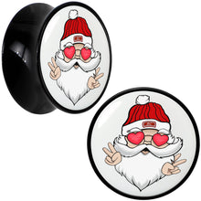 Load image into Gallery viewer, Black Acrylic Christmas Peace Love Santa Double Flare Plug Set by Onyx O
